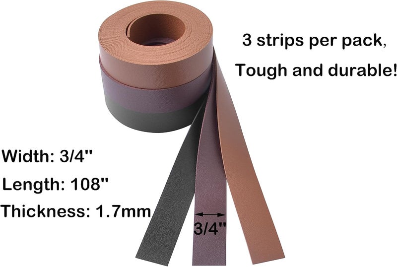 Wento 3/4''x108'' Double Sided Faux Leather Strips Double Color Leather Straps Vegan Leather Faux Leather Fabric Strips 3 Color Mixed - Image 5